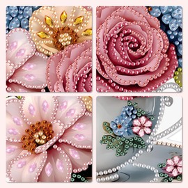 MXJSUA Teetasse Mit Blumen Diamond Painting Anhänger, Diamond Painting mit Kette Erwachsene, Diamant Painting Fensterbilder, Hängende Ornament Bastelset Set für Wand Und Eingang Decor