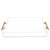 12"x16" Clear Acrylic Serving Tray with Golden Handles, Sturdy Huge