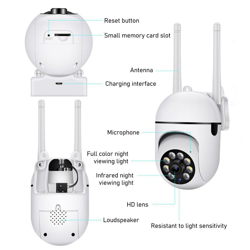 Security Camera Wireless Outdoor Surveillance 1080P HD 2MP 360 Degree
