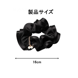 Stoooduo Hair Ornament, Scrunchie, Ribbon, Hair Accessory, Simple Cute, Pearl, Beautiful Hair Scrunchie, Fashion, Volume, Solid, Simple, Elegant, Stylish, Pearl, Satin, Black 1-Piece Set