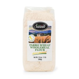 Sanniti Farro Wheat Wholemeal Flour, Stone Ground – 17.6 oz (500g) Bag – Premium Ancient Grain Flour, Product of Italy
