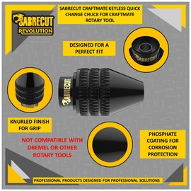 1 x SabreCut SCMGKC Keyless Quick Change Black Phosphate Coated Chuck Tool Compatible with CraftMate Rotary Multi Tool SCMG002UK SCMG002EU 0.4-3.5mm Clamping Range