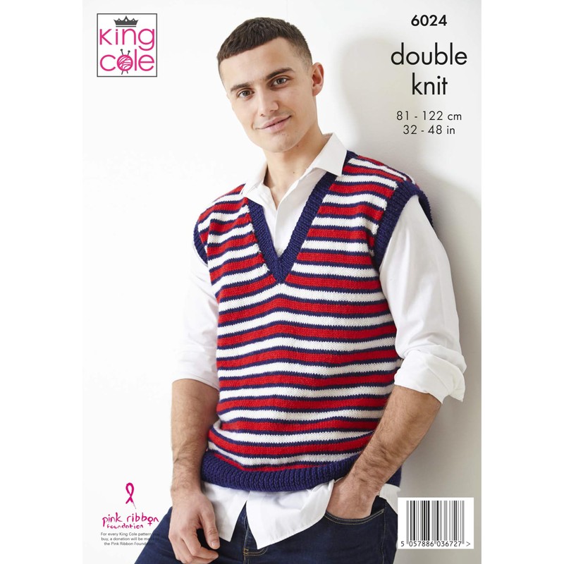 King Cole Ladies & Mens DK Knitting Pattern Sweater Tank