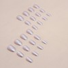 24Pcs Grey White Press on Nails Short Oval Almond -
