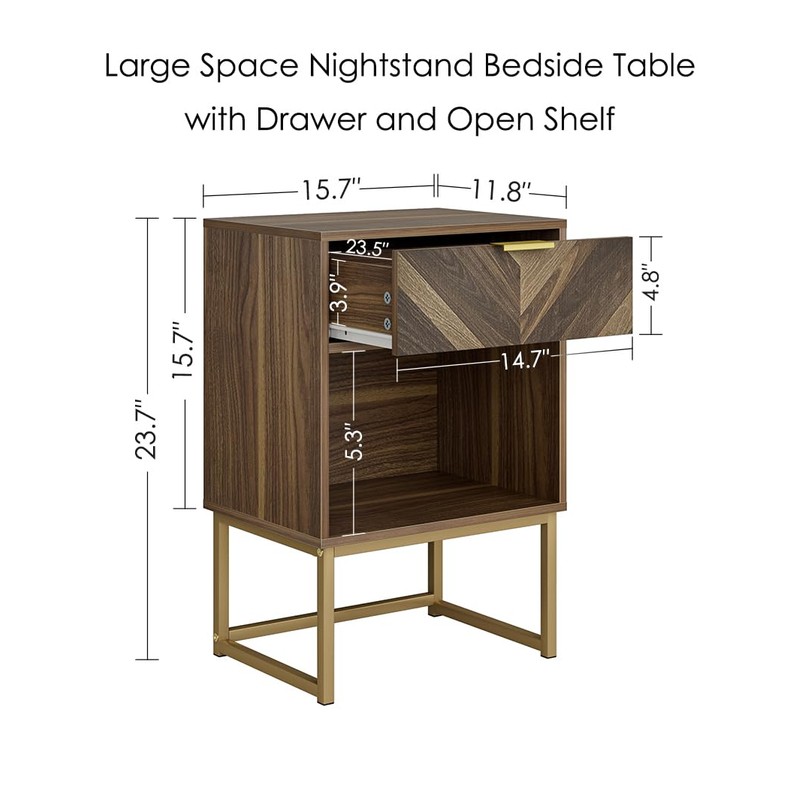 Masupu Nightstand,Modern Night Stand Boho Farmhouse Wood Bedside Table with