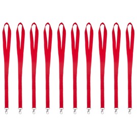 Karteo Lanyard with Carabiner Red [Pack of 10] Lanyard Lanyards Blank for Card Sleeves ID Access Cards