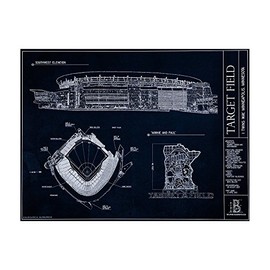 Ballpark Blueprints Target Field Blueprint Style Print (Unframed, 18" H x 24" W)