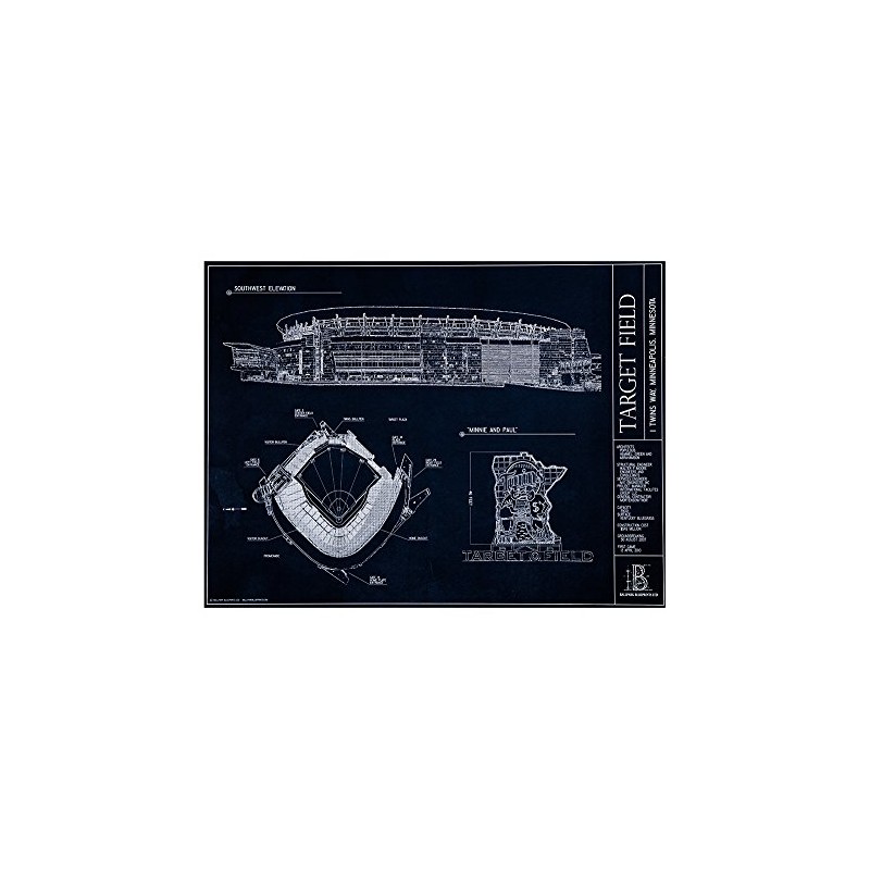 Ballpark Blueprints Target Field Blueprint Style Print (Unframed, 18" H