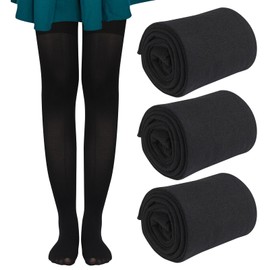 Meng Jiaran 3 Pairs Ballet Tights for Girls, Girls Tights Black, Girls Tights, Microfiber Dance Tights for 2-13 Old Stage Performances, Dance Classes, Daily Practice, XXL