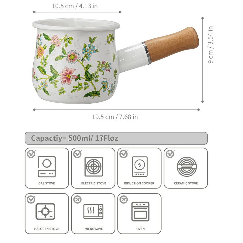 Shoxil Enamel Milk Pot – Small Sauce Pan with Butter