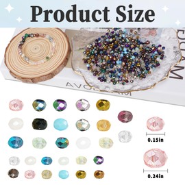 DOINEUFL 500 Pcs Glass Beads for Jewellery Making 29 Colors Crystal Beads for Crafting, 4/6mm Glass Beads for Bracelet Making