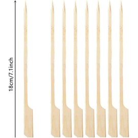 200 Pieces Paddle Bamboo Skewers 18cm, Flat Burgers Sticks Children Kids Wooden Fruits Picks Cocktail Sticks Satay Skewers Barbecue Kebabs Skewer for Buffets Party (18CM-200Pack)