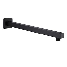 AZOS Brazo de ducha de 16 pulgadas con brida, brazo de extensión cuadrado de montaje en pared, barra de ducha cuadrada de acero inoxidable para fijar el cabezal de ducha de lluvia, negro mate