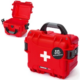 NANUK 908 Waterproof First Aid Box Empty – Durable, Medical First Aid Organizer Case, IP67-Rated, Dustproof, Impact-Resistant, and Floats (7.4" x 4.9" x 3.1") – Red