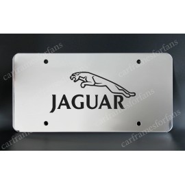 none JAGUAR License Plate - Stainless Steal - Black Logo