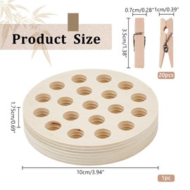 NBEADS Wood Embroidery Floss Organizer, 19 Slot Floss Organizer Thread Holder with 20Pcs Pegs Clips, Round Bobbin Rack for Cord Wire Thread Storage, Sewing Cross Stitch Supplies, 4 Inch