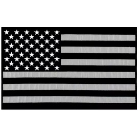REFLECTIVE USA AMERICAN FLAG BLACK GREY JACKET BACK PATCH  - IRON ON SEW  10"X6"