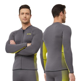 GoldFin Wetsuit Top Men, 2mm Wet Suits Neoprene Jacket Long Sleeve for Diving Surfing Kayaking Swimming Gray Small