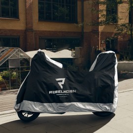 REBELHORN Cover II Top Box Abdeckung für Motorräder mit Top Box Motorradabdeckung aus strapazierfähigem Polyester Zwei Löcher zur Anti-Diebstahl-Kette Motorradkoffer kompatibel