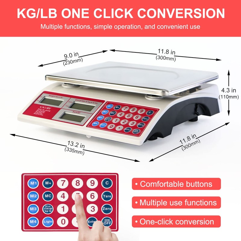 CAMRY Digital Price Computing Scale 66lb/30kg Commercial Produce Scale with