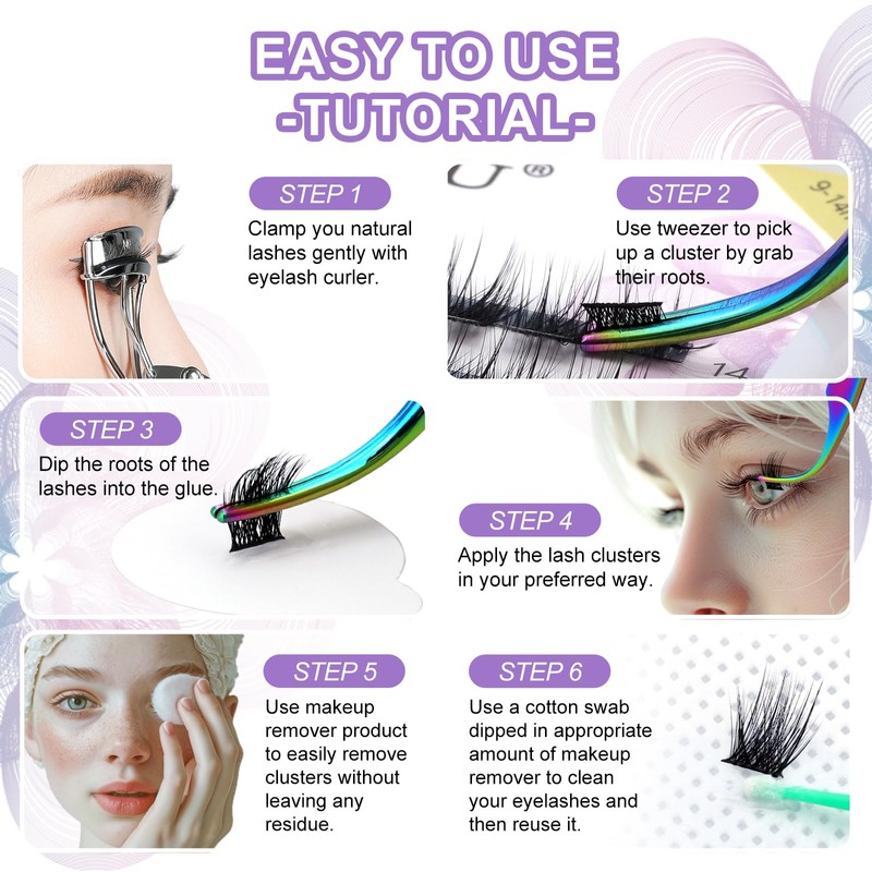 NAGARAKU DIY T50 Cluster Eyelash Extensions, Pack of 108, Wide