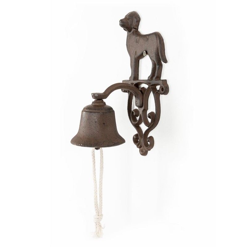 HOMESCAPES Cast Iron Doorbell with Dog Decoration and Wall Bracket