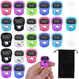 Nizirioo Finger Counter Mini LED Digital Finger Counter Pack of 20 Mechanical Hand Counter Mini Finger Counter Row Counter Ring with LCD Display for Golf, Row Counter Sports (Random Colour)