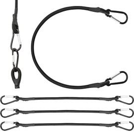 4 Pcs Bungee Cords with Carabiner Clips, Elastic 30cm Bungee Cords with Hooks, Stretchable Elastic Bungee Straps for Walking,Camping, Luggage, Tarps, Cars, Outdoor and Gardening Use 12inch Long Each