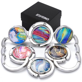 BEAVOING Purse Hook for Table, Set of 6 Purse Hanger Foldable Purse Holder Womens Bag Purse Hook for Purse(Pingments)