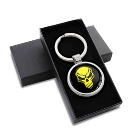 Biomar Labs Metal Keyring Chain Stainless Steel Gift Box Men Women Accessories Jewelry Handbag Black Yellow Skull KK 220