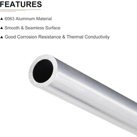 Edinstry Aluminum Round Tube, Aluminum Tube, Length 11.8 inches (300 mm), Width 0.5 inches (13 mm), Thickness 0.4 inches (11 mm), 1 Piece, Seamless Straight Aluminum Pipe, 6063 Aluminum Tube