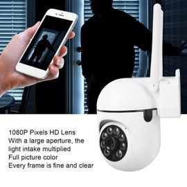WiFi Security Camera, 1080P Wireless Outdoor Home Monitoring Camera, 2-Way Audio, Colour Night Vision, Motion Detection, Rotating Security Camera for Office