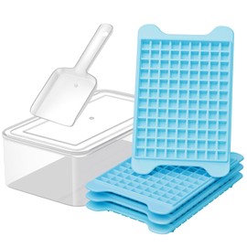 Mini Ice Cube Tray for Freezer: GGUW Nugget Ice Cube Tray with Bin - Crushed Ice Tray Making 4×108 PCS Icecube - Easy Release Iced Maker Trays