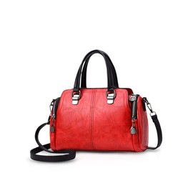 NICOLE&DORIS Ladies Fashion Top-Handle Bags Retro Handbags Soft PU Leather Shoulder Bag Cross body Bag Tote Bags for Women Red