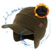 TOP-EX Waterproof Merino Wool Peaked Beanie Hat Men with Ear