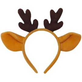piconesper Reindeer Antler Headband Handmade Cute Christmas Deer Ear Costume Headband for Women and men (Orange)