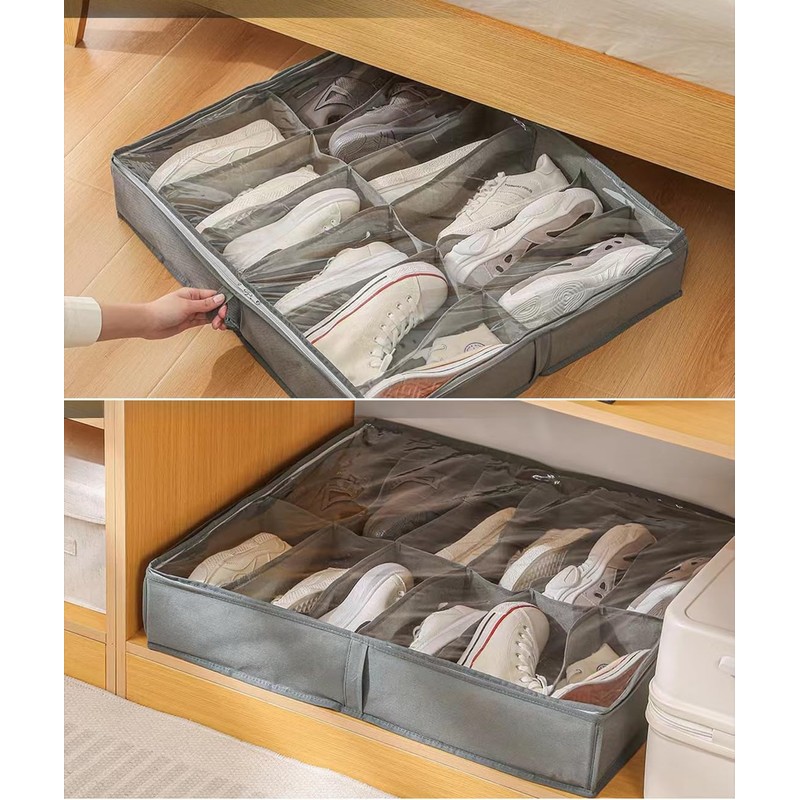 GJIE Under Bed Shoe Storage Organiser, Folding Under Bed Shoe