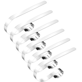 Edoneery Christmas Stocking Holders for Fireplace Mantle with Separate Double-Sided Tapes, Non-Slip Stocking Hangers for Mantel Shelves Multipurpose Xmas Party Decoration Hooks (Silver, 6)