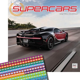 Dayplanner Publishing Supercars 2025 Calendar, Large Square Wall Calendar 2025 with Organisational Stickers, 16 Month, Supercars Gift Car Calendar.