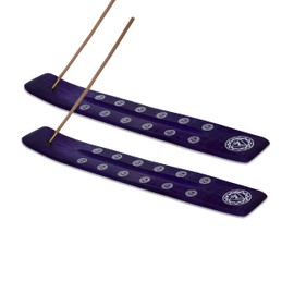 Bless-International Traditional-Handmade-Burner Wooden-Incense-Stick-Holder Ash-Catcher-Stand for-Aromatherapy-Meditation-Yoga (Heavens Blue) 10 Inches, Pack of 2