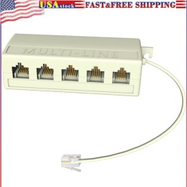Peakelect Five Way Telephone Splitter RJ11 6P4C Male to 5 Female Outlet Ports Sockets