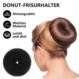 Funalix Donut Hair Bun Set,4 Stück Donut Hair Bun, 20 Stück U Clip Hilfsartikel, Haaraccessoire für Frauen, Mädchen und Tänzer(Schwarz)