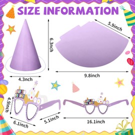 RoundFunny 24Pcs Blue Dog Birthday Party Supplies 12 Blue Dog Party Cone Hats and 12 Paper Sunglasses for Teens Adults Family(Pastel Style)