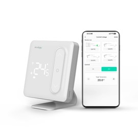 ECOBAY Wireless Temperature Sensor, Master Control for Tuya Smart Zigbee Radiator Thermostats, TRV Group Linkage Function, APP & Voice Control, Includes Desk Stand, Add-on