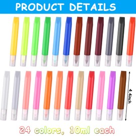 HAOWANWW 24Pcs Suncatcher Paint Pens 10mL Premium Extra Fine Point Acrylic Paint Marker Pens DIY Stained Glass Window Art Paint Pen Stained Glass Paint Suncatcher Paint