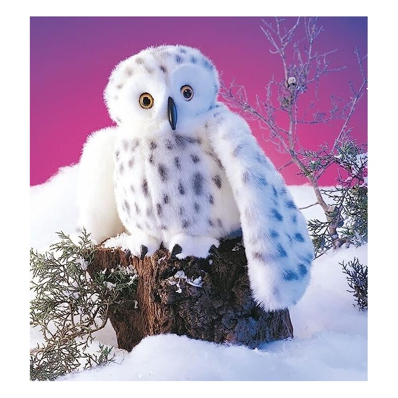Folkmanis Snowy Owl Hand Puppet, Standard Packaging, White, Black