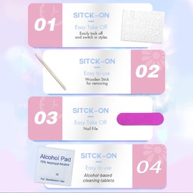 TELAIN 3D Shell Press-on Nails, Curve Line, Medium Almond, Ocean Shells, Gel Glue, 24 Pieces, Shiny Pink Shells, Acrylic False Nails, for Women and Girls