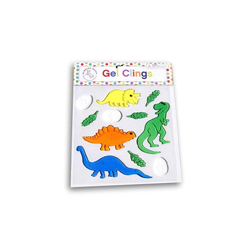 Dinosaurs Window Gel Clings - Dino Friends(T-Rex, Brontosaurus, Triceratops, Stegosaurus,