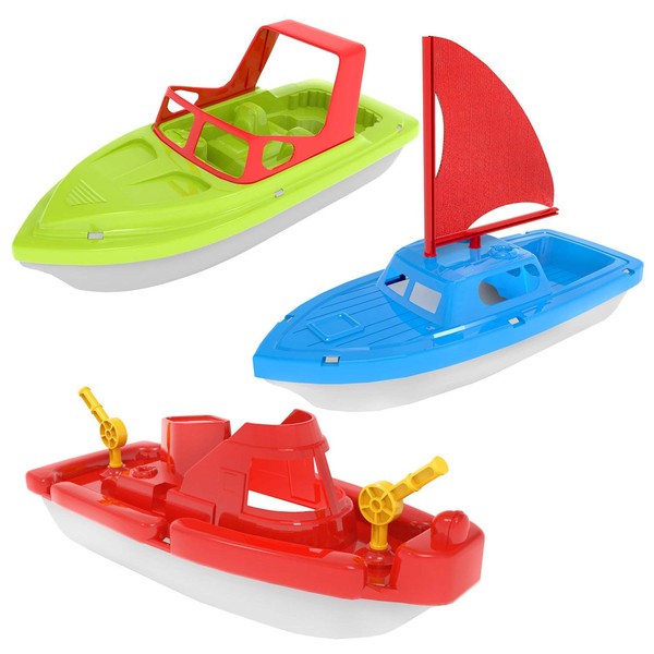 FUN LITTLE TOYS Bath Boat Toy, Pool Toy, 3 PCs Yacht, Speed Boat, Sailing Boat, Aircraft Carrier, Bath Toy Set for Baby Toddlers, Birthday Gift for Kids