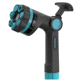 Gilmour Heavy Duty Graphite Fireman Garden Hose Nozzle with 8 Pre-set Spray Patterns and Swivel Connect